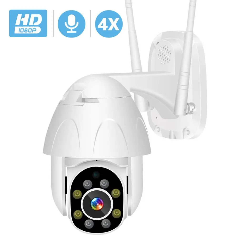 WiFi PTZ камера 2MP с автоматическим отслеживанием, водонепроницаемая камера видеонаблюдения, ip-камера для домашней безопасности, облачное хранилище, 4X цифровой зум, скоростная купольная камера