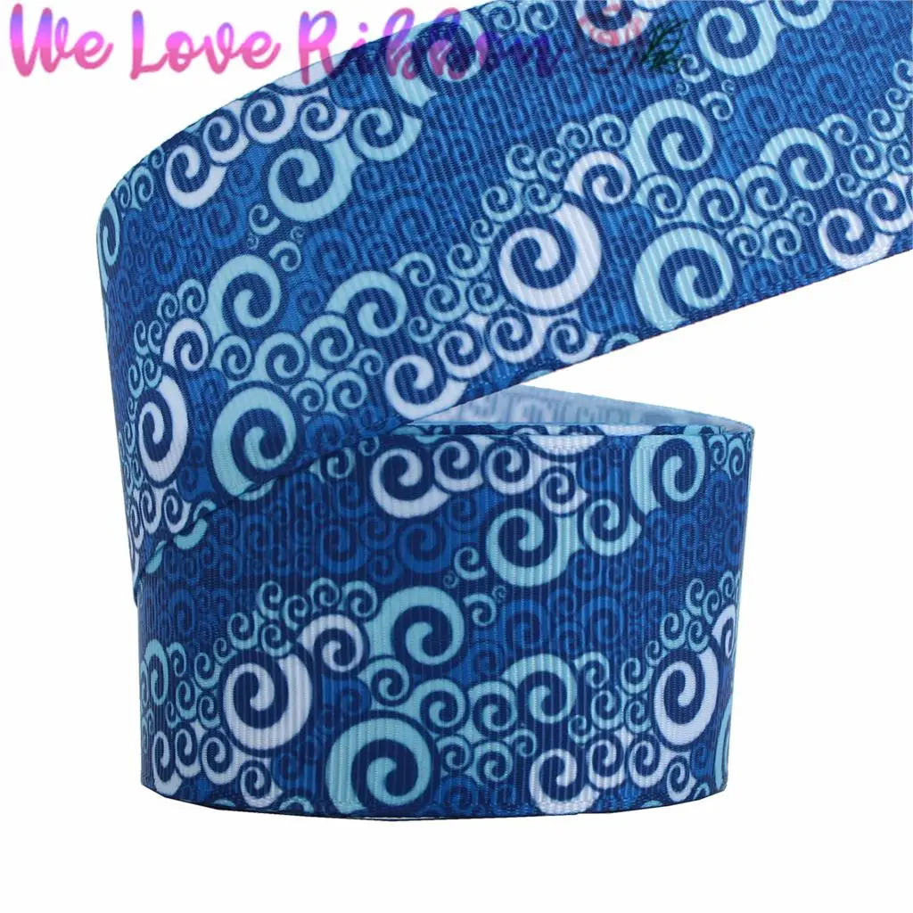 16 мм-75 мм Swirl узор джинсовый как напечатанный Grosgrain/Foe ленты Мультфильм Облако DIY Волосы Bowknots 50 ярдов/рулон