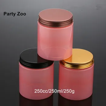 

144 X 250ML Cylinder Pink Big Mouth PET Bottle with Oxydic Metal Lid 250cc Cosmetic Storage Container Jar Wholesale