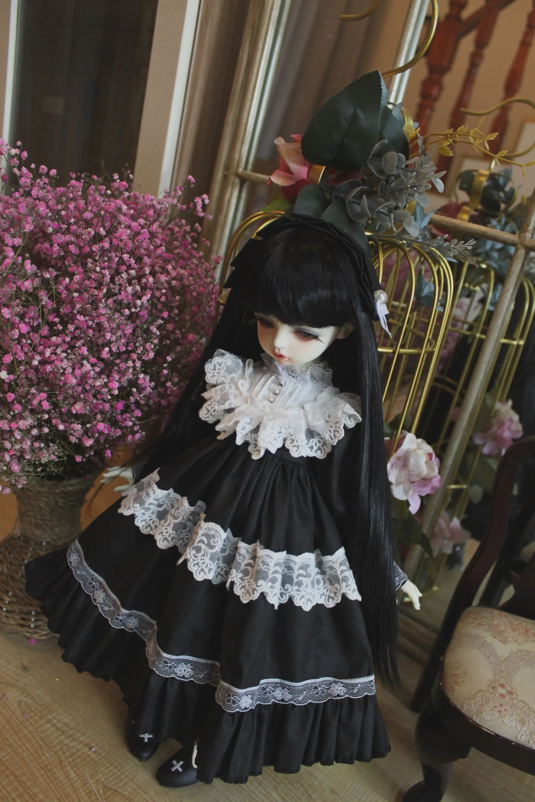 1/3 1/4 1/6 тонкий BJD SD Одежда для кукол черное платье Лолиты для 1/3 1/4 1/6 bjd Одежда для кукол