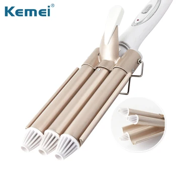 

Kemei Curling Iron Ceramic Triple Barrel Hair Styler Hair Waver Styling Tools 210V-240V Hair Curler Electric Curling 170°C-220°C