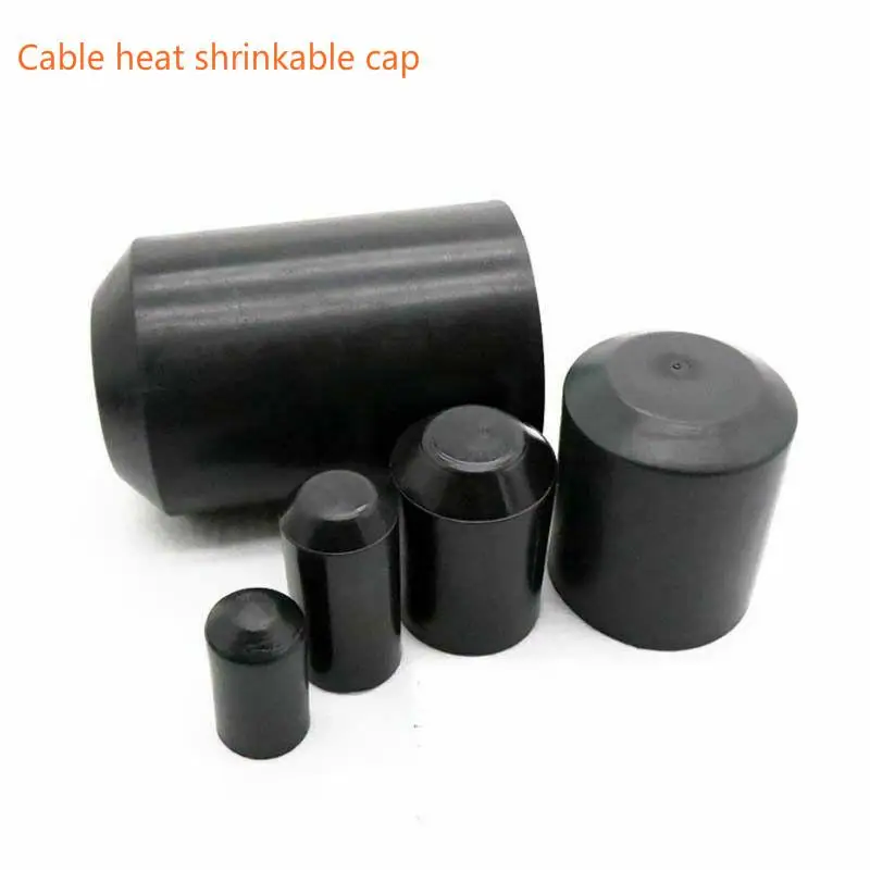 2/5/10/20pcs black Diameter 10 ~ 65mm Heat Shrink End Seal Cap PE Insulated Wrap Wire Protect Cover Bottom Cable Sleeve images - 6
