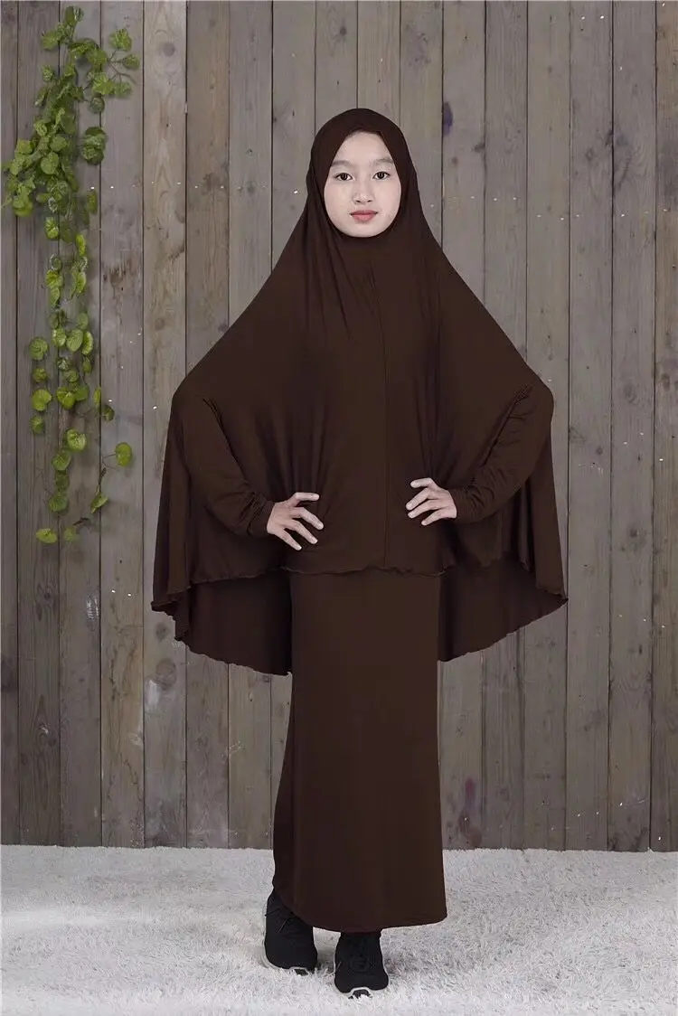 Traditional Muslim Kids Khimar Abaya Dress Islamic Big Hijab Burka Long Skirts Arab Shawls Headscarf Prayer Robe Ethnic Clothing