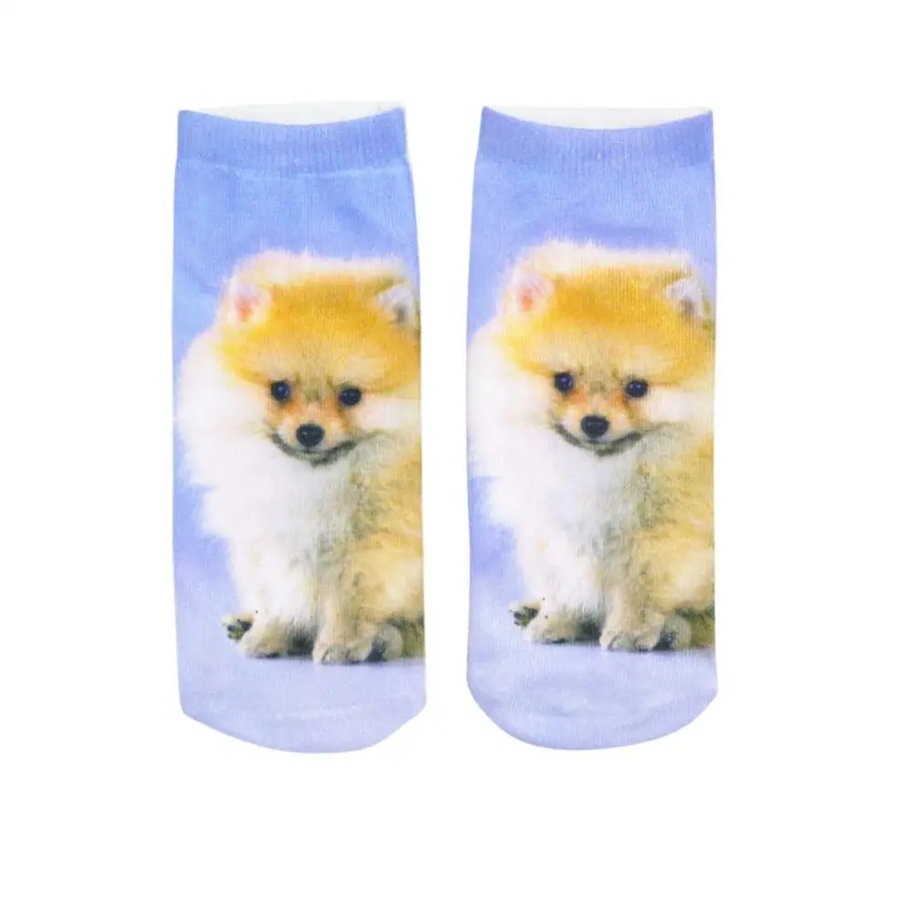Pomeranian DSstyles женские модные персональные Harajuku стиль мультфильм рисунок принт 3D Мелкий рот короткие дышащие носки одежда носки лодки - Цвет: Pomeranian