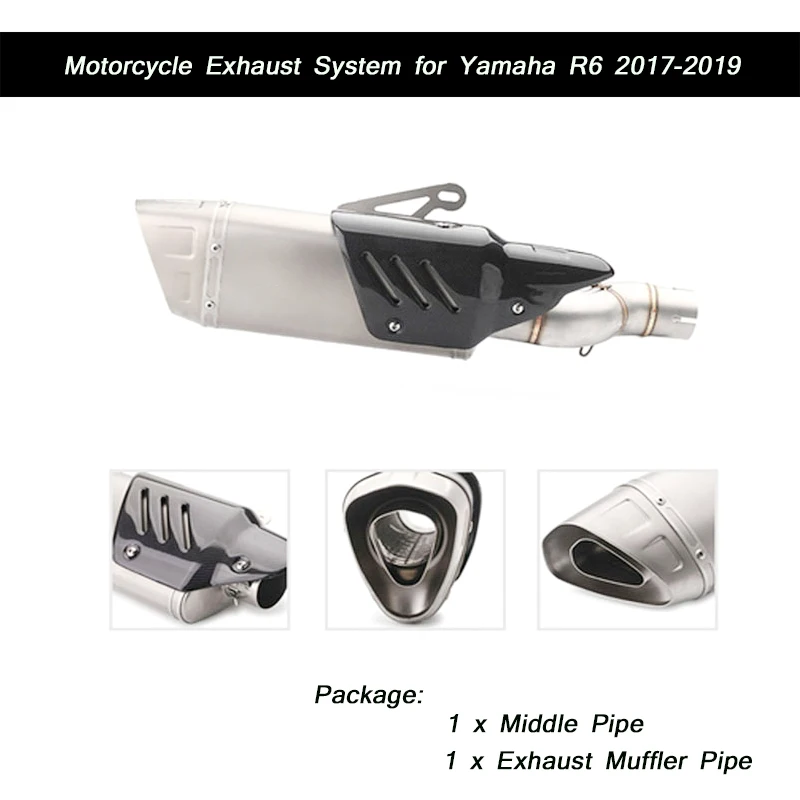 

R6 YZF-R6 Motorcycle Middle Link Pipe Lossless connection 51mm Silencer System For Yamaha R6 2017 2018 2019