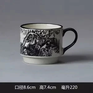 Кофейная чашка, керамическая кружка, чашка для завтрака, молока, чашка для домашнего офиса, чайная чашка, чашки и кружки, стакан, стаканчики из нержавеющей стали, чашка для кофе - Цвет: 220ML