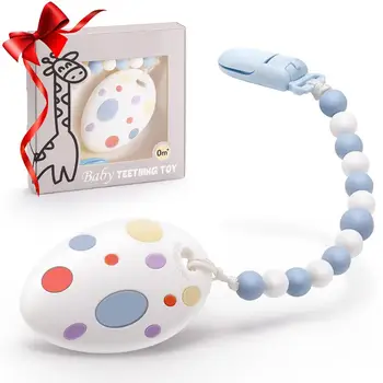 

Teething Egg Dinosaur Egg Baby Teether Egg-Shaped Teethers for Babies BPA Free Teething Egg with Breaded Clip baby toy