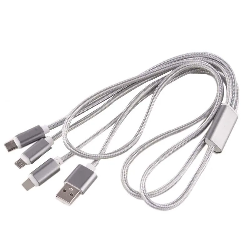 3 в 1 зарядный usb-кабель два Micro USB кабеля для samsung Xiaomi Meizu Huawei one lightnin для iPhone 5S 6 6s 7 plus