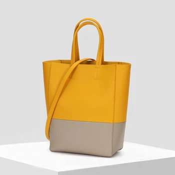 

Burminsa Korean Style Bucket Genuine Leathe Tote Bags Large Capacity Women Handbags Ladies Shoulder Messenger Bags Summer 2020