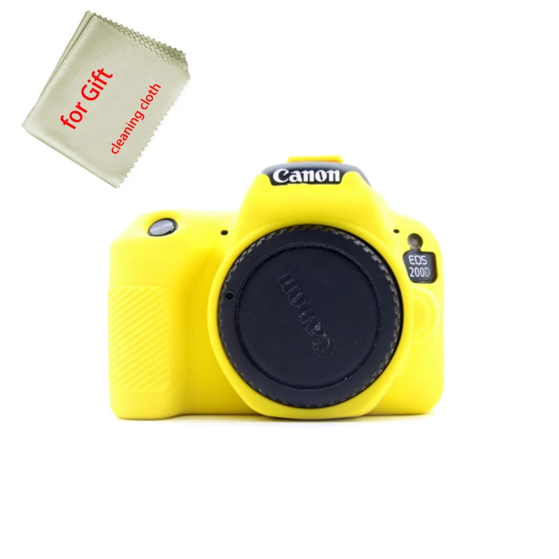 Yellow Силиконовый резиновый чехол для камеры, защитный чехол для Canon EOS 200D Kiss X9 Rebel SL2, мягкая сумка - Цвет: Yellow