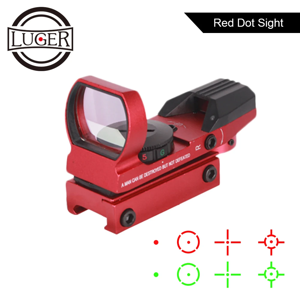 

LUGER Hunting Optics Rifle Scope Holographic Red Dot Sight Reflex 4 Reticle 20mm Rail Air Gun Riflescope Collimator Sight Scope