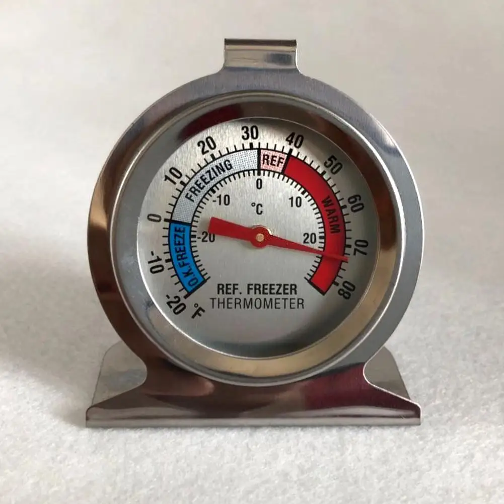 

1Pc Refrigerator Freezer Thermometer Fridge Durable Dial Type Stainless Steel Temperature Gauge Gadget hanging standing on