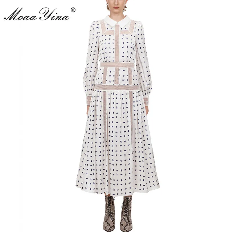 Женское платье с длинным рукавом MoaaYina дизайнерское платье-миди для отпуска