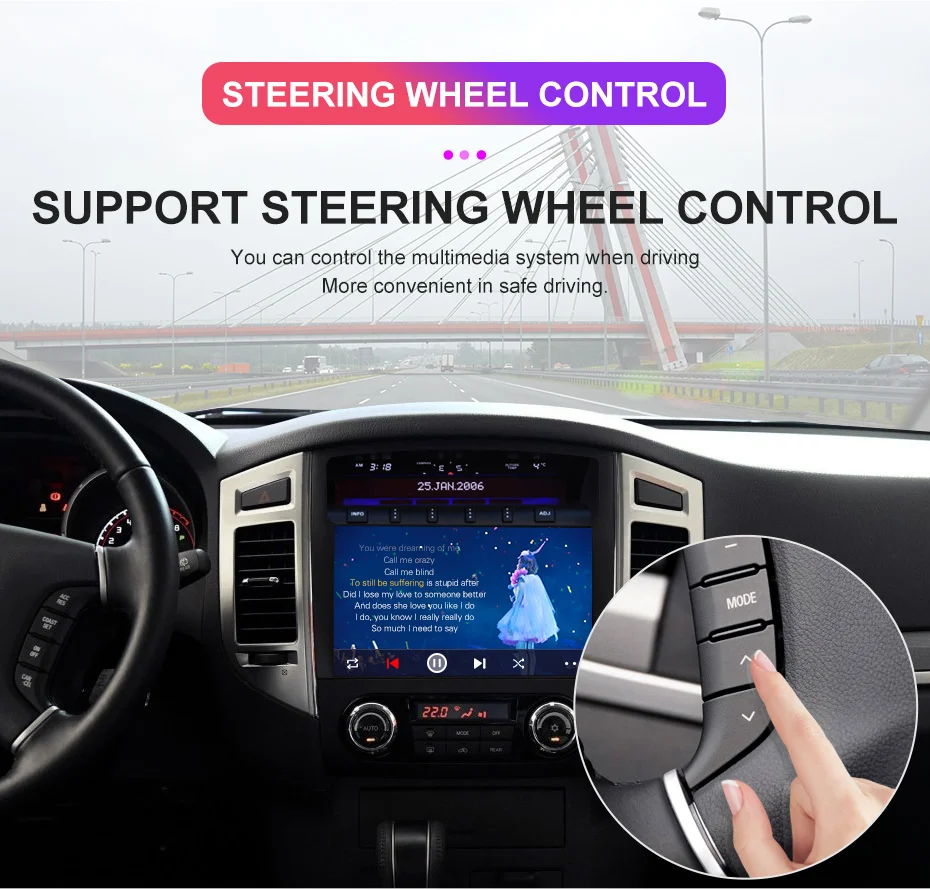 Perfect 9 Inch Display Touch Screen Car Multimedia Player Android GPS Navigation for Mitsubish Pajero Autoradio 1 Din Radio Player DVD 6