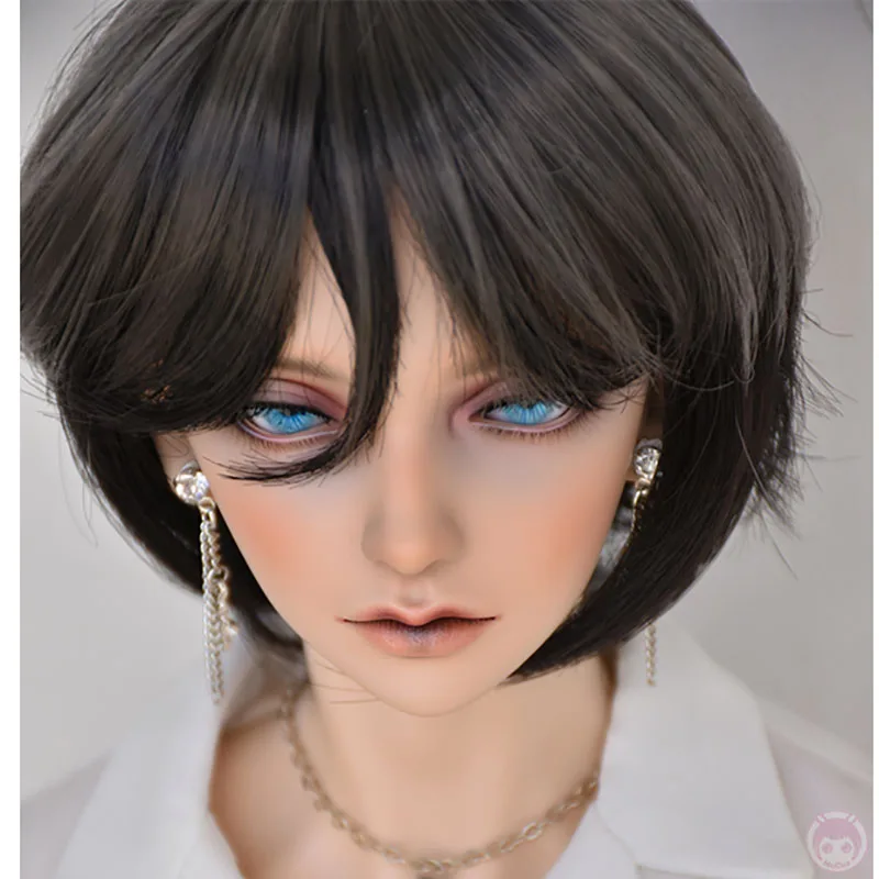 Bybrana BJD кукольный парик мужской кукла 1/3 1/4 1/6 черный серый разноцветные короткие кудрявые волосы челки - Цвет: 1