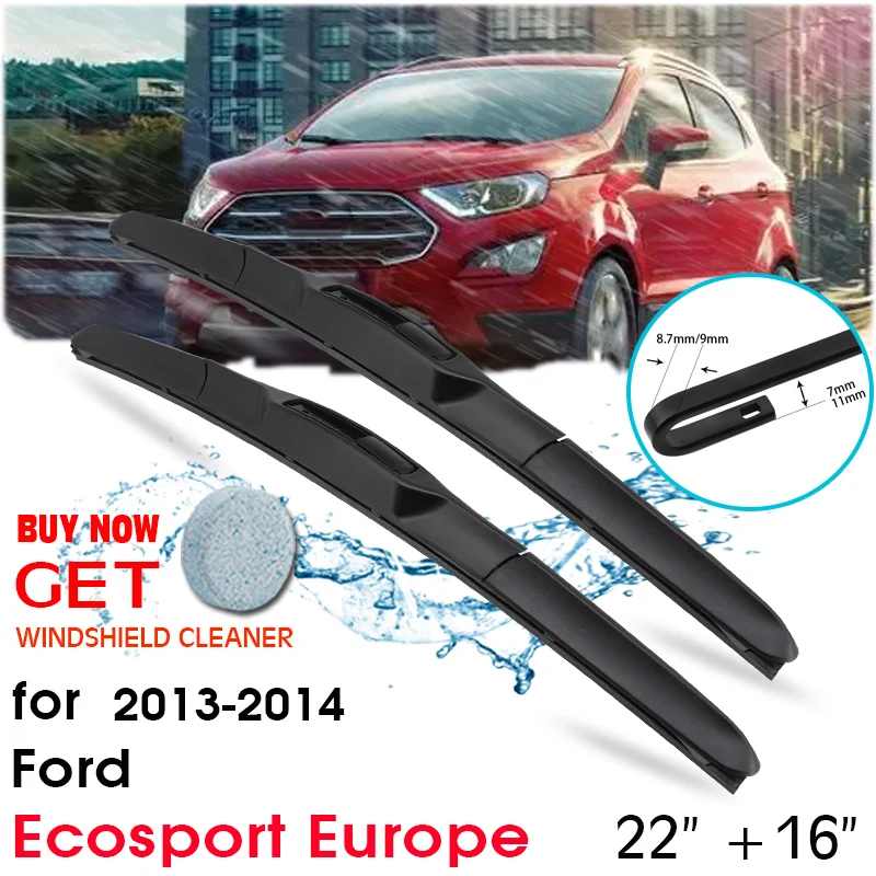 

Car Blade Front Window Windshield Rubber Silicon Refill Wiper For Ford Ecosport Europe 2013-2014 LHD/RHD 22"+16" Car Accessories