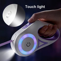 Laisse Led rétractable pour chien, avec lumières tactiles, corde de Traction, ceinture, Durable, pour la marche et la course, automatique, 3/5M 