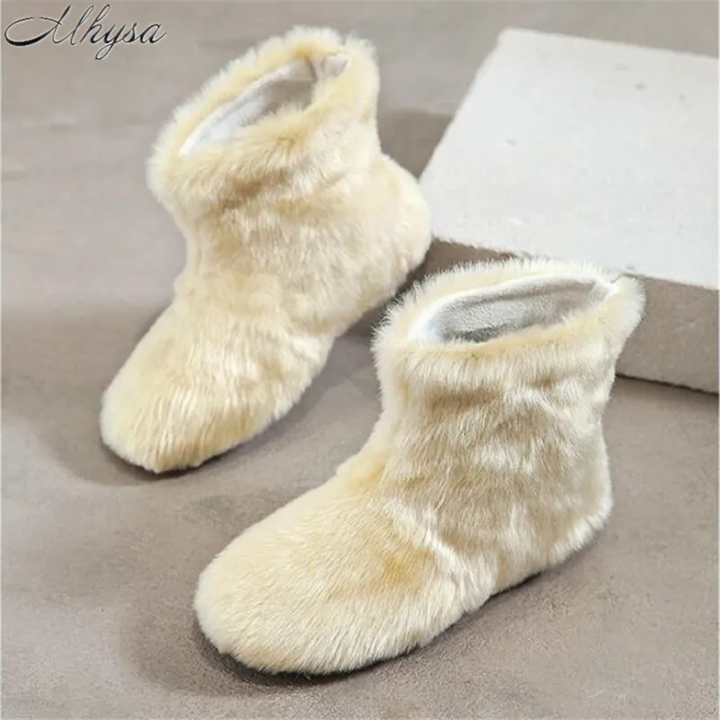 Mhysa New Plush Women Warming Boots Suede Winter Casual Shoes Solid Color Female Snow Boots Footwear zapotos mujer L1030