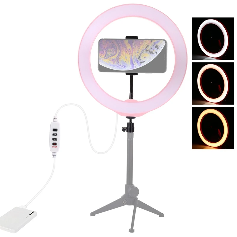 AMS-PULUZ PU397F 10 дюймов USB Диммируемый светодиодный кольцевой светильник для селфи студийный кольцевой светильник для камеры телефона фотографии видео макияж лампа с Ph