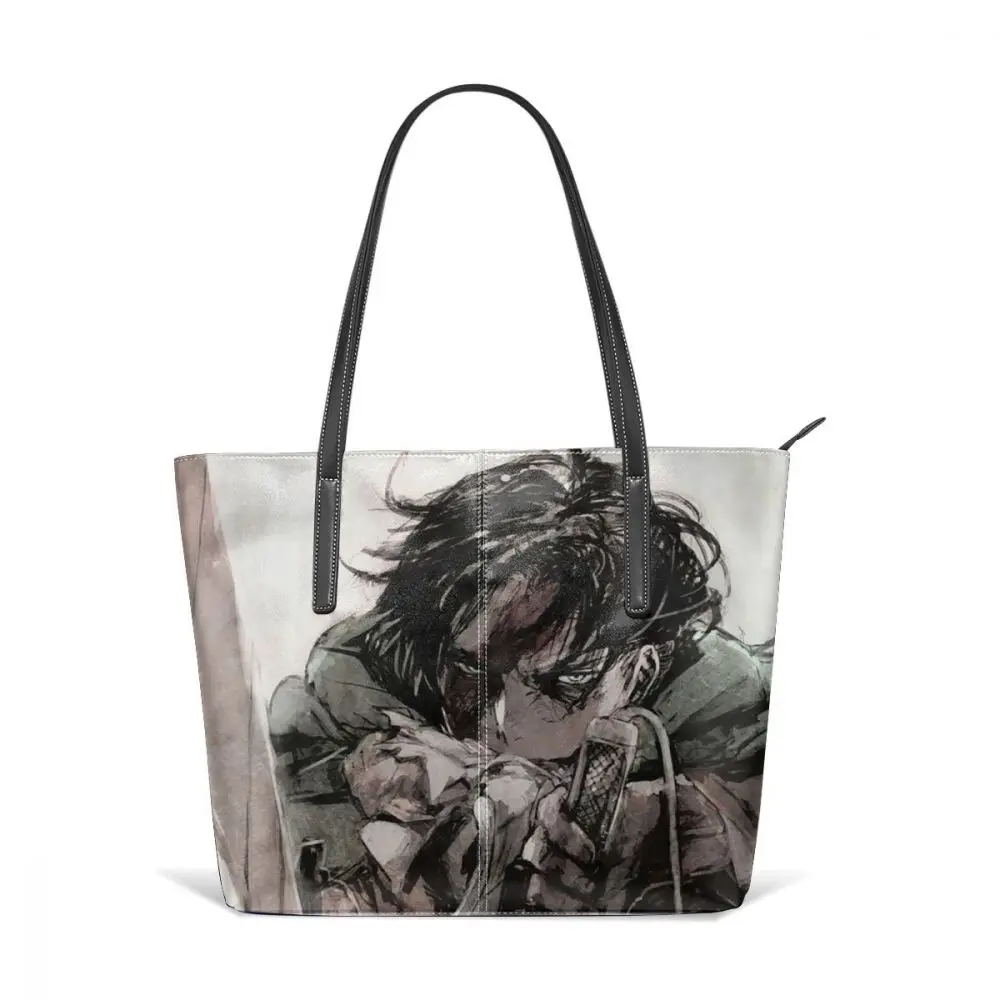 Shingeki No Kyojin сумка Shingeki No Kyojin сумки с короткими ручками для покупок Большая вместительная кожаная сумка-тоут с узором женские сумки