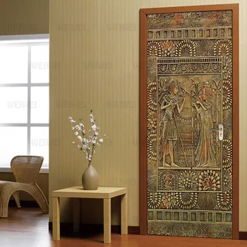 

Egyptian Pharaoh Door Stickers Home Decor PVC Waterproof Self-adhesive Sticker DIY Mural Wallpaper For Living Room Bedroom Door