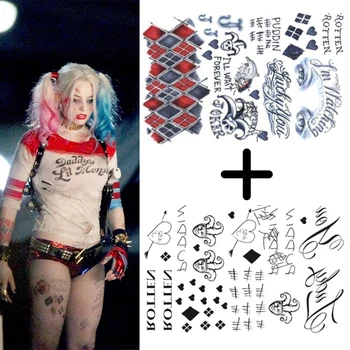 

Suicide Squad Harley Quinn Tattoo Stickers Cosplay Props Waterproof Temporary Fake Tatto Women Girls Halloween Accessories