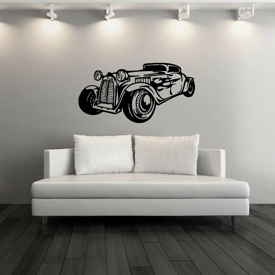 Wall Stickers Vinyl Window Decal Garage Car Vintage Style Old For