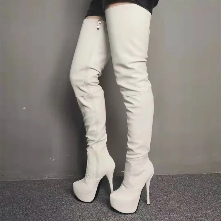 beige thigh high boots