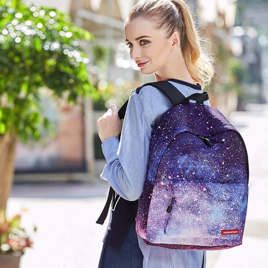 Харадзюку цвет звездное небо рюкзаки для женщин Bookbags большой емкости Женский