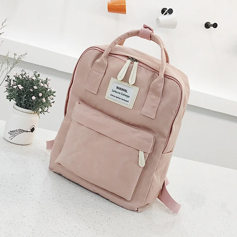 Женский студенческий тканевый рюкзак, Водонепроницаемые рюкзаки, школьные сумки, сумка через плечо для девочек-подростков, дорожные сумки, походные сумки, новинка - Цвет: Розовый