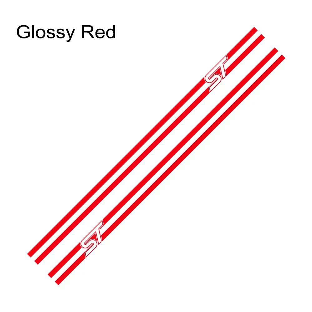 2 шт./лот Авто Декор кузова виниловые наклейки для автомобиля Стайлинг наклейки для Ford Focus ST СПОРТ дверь боковая юбка полоса светоотражающие Аксессуары - Название цвета: Glossy Red