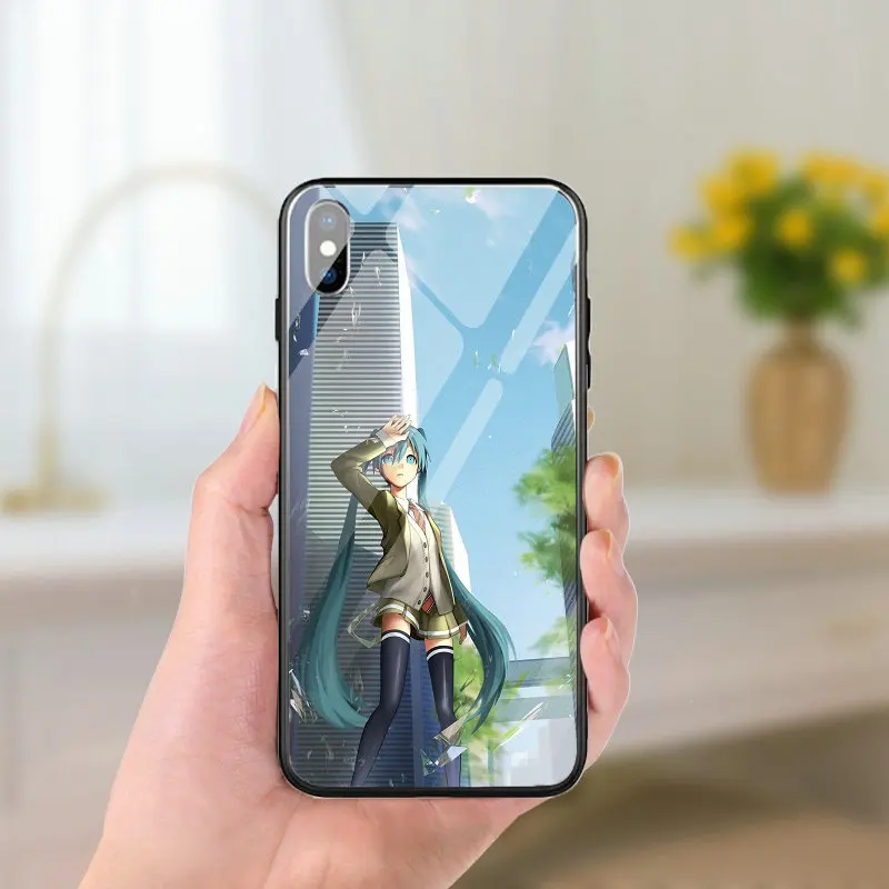 Чехлы из закаленного стекла чехол для iPhone 5 5S SE X XR XS 11 Pro Max 6 6S 7 8 Plus аниме Hatsune Miku beauty Girl