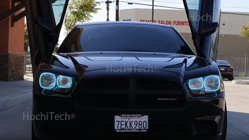 for Dodge Charger SXT Plus 2011 2012 2013 RGB Multi Color LED Angel Eyes Halo Rings Kit
