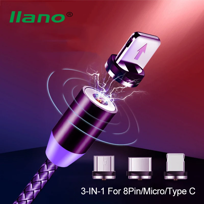Магнитный USB 3 в 1 зарядный кабель для iPhone Xs 8 и usb type C кабель и Micro USB нейлоновая оплетка для samsung Xiaomi huawei