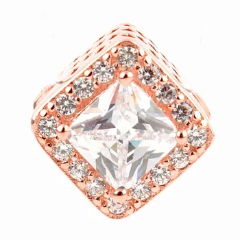 

Authentic 925 Sterling Silver Bead Charm Rose Gold Geometric Radiance With Crystal Beads Fit Bracelet Bangle Diy Jewelry
