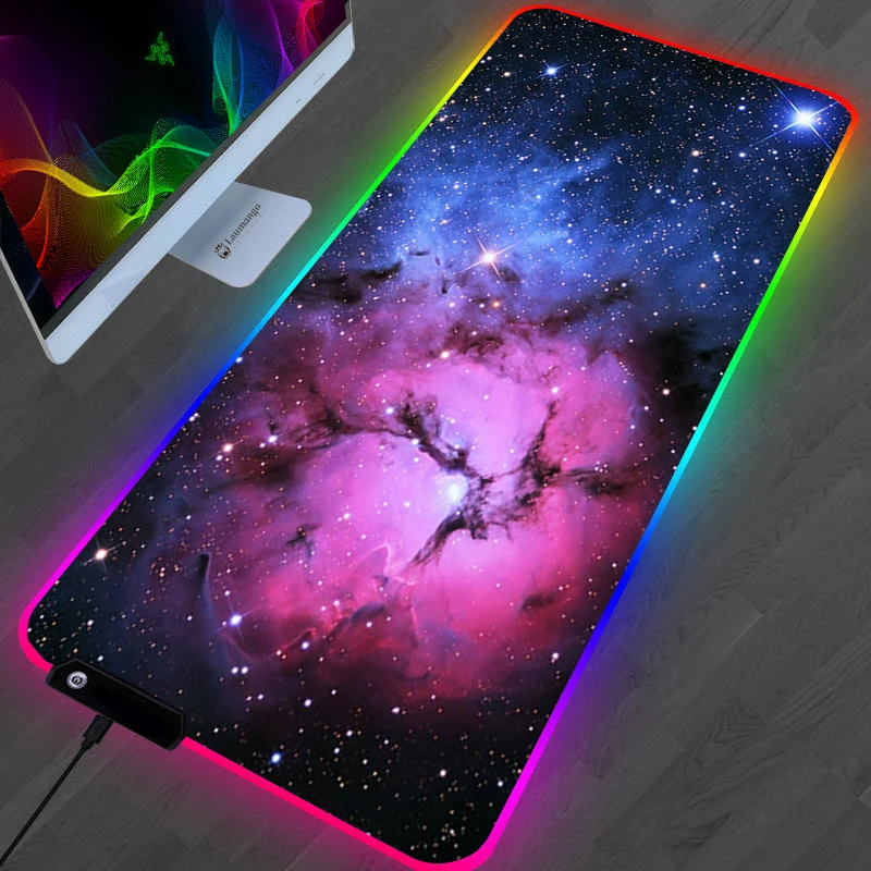thumbnail image 1 of Alfombrilla de ratón RGB Galaxy Milky Way Kawaii Accesorios para juegos XL Alfombra PC Gamer Completo Computadora Varmilo Teclado Alfombrilla de escritorio Alfombrilla de ratón, 1 of 4