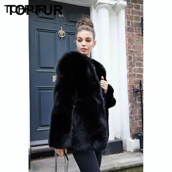 

TOPFUR 2019 New Fashion Winter Female Coat Real Fur Coat For Women Natural Fox Fur Outerwear & Coats Black Basic Jackets Short