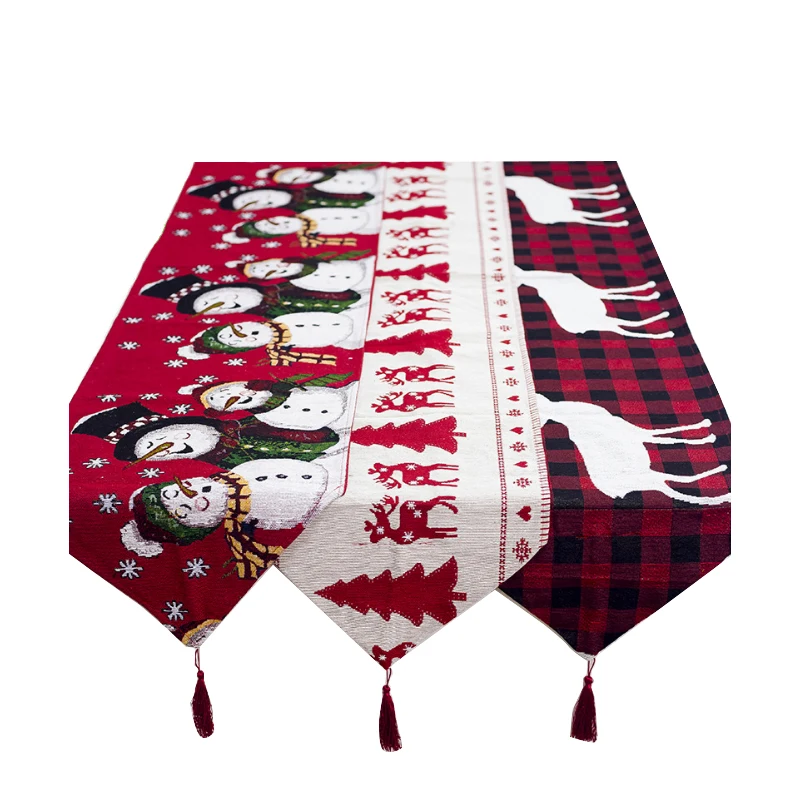 

Hot Christmas Decorations Cotton-flax Embroidery Christmas Table Flags European Christmas Coffee Tables Desktop Decoration