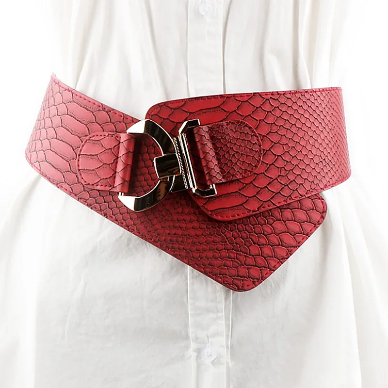 Ремень с металлической пряжкой Женский модный широкий эластичный пояс в