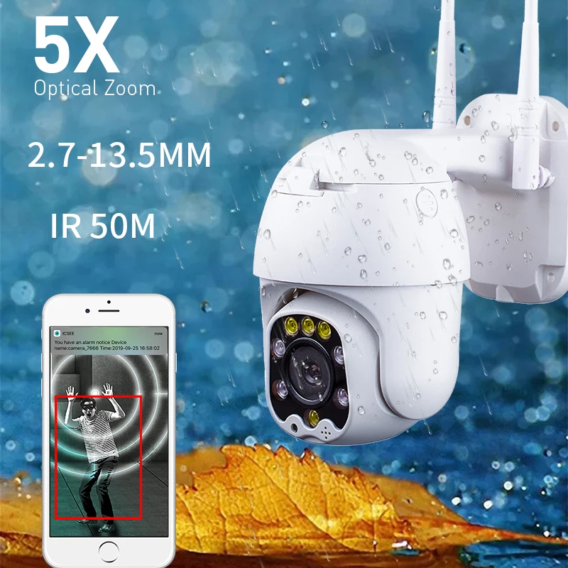 IP камера PTZ с 5 кратным оптическим увеличением Wi Fi 1080P|Камеры видеонаблюдения| |