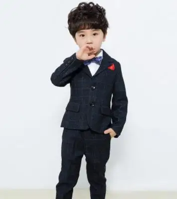 jacket vest pants Коллекция года, Официальные Детские костюмы для мальчиков Одежда для маленьких мальчиков, костюм для свадьбы, смокинг, праздничная одежда для подростков детская куртка, жилет, штаны, комплект из 3 предметов - Цвет: jacket vest pants