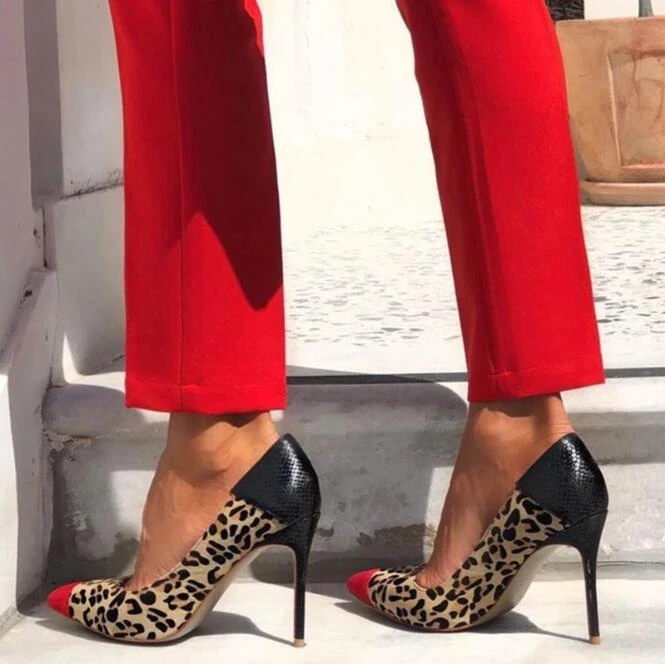 black leopard pumps