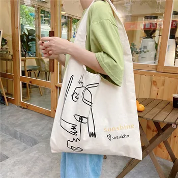 

Personality Canvas Bag With Interesting Lines Students Use Tutorial Bag Lovely Stationery Portable Reusable Bag