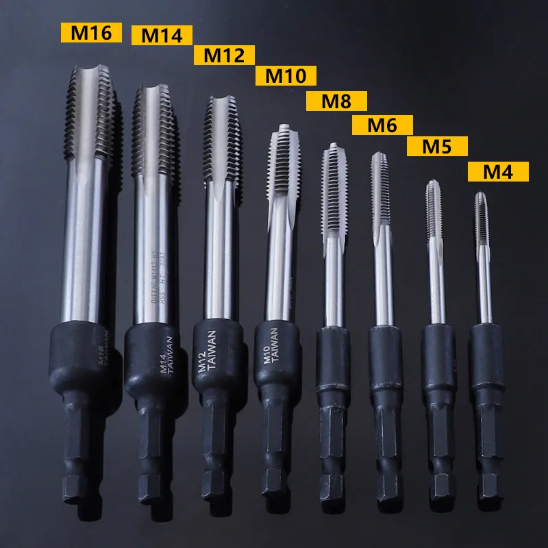 Tap Socket Adapter 1/4 Hex Shank M4-M16 Square Driver Screw Tap Adapter Threading Tool Work with Machine Tap 2