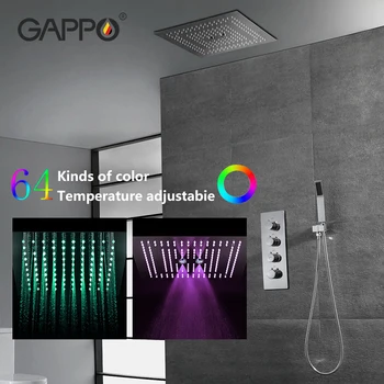 

GAPPO Shower Faucets Waterfall wall shower mixer tap brass bathroom rainfall shower set LED bathroom mixers grifo ducha