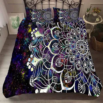 

BEST.WENSD Drop Ship Galaxy Duvet Cover Luxury Cotton Jacquard Duvet Set with Pillowcases Mandala Galaxy Starry Sky Bedlinens