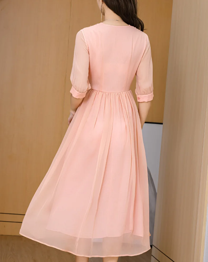 Tcyeek летнее сексуальное Vneck платье из натурального шелка Женское длинное элегантное женское платье Vestido женское вечернее платье с вышивкой ropa mujer 08
