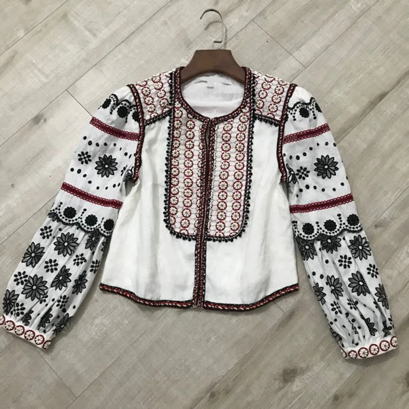 picture color Подиумная стильная винтажная Женская куртка с вышивкой Осенняя мода с круглым вырезом открытая вышивка бисером лоскутное короткое пальто - Цвет: picture color