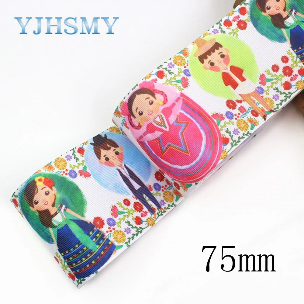 I-19921-2269, 75 мм 3 ''девочка кукла мультфильм Печать grosgrain лента упаковка дизайн, DIY аксессуары материалы ручной работы
