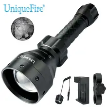 UniqueFire 1405 нм ИК светодиодный светильник-вспышка ночного видения Инфракрасный светильник 3 режима фонарь с зарядным устройством USB, дистанционным выключателем и креплением для прицела